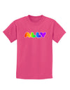 LGBT Ally Rainbow Text Childrens Dark T-Shirt by TooLoud-Childrens T-Shirt-TooLoud-Sangria-X-Small-Davson Sales