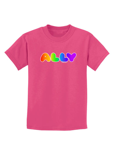 LGBT Ally Rainbow Text Childrens Dark T-Shirt by TooLoud-Childrens T-Shirt-TooLoud-Sangria-X-Small-Davson Sales