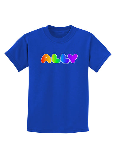 LGBT Ally Rainbow Text Childrens Dark T-Shirt by TooLoud-Childrens T-Shirt-TooLoud-Royal-Blue-X-Small-Davson Sales