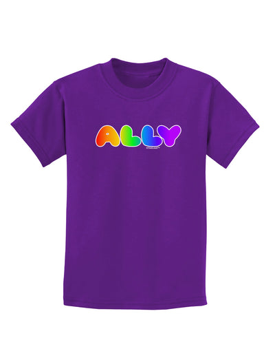 LGBT Ally Rainbow Text Childrens Dark T-Shirt by TooLoud-Childrens T-Shirt-TooLoud-Purple-X-Small-Davson Sales