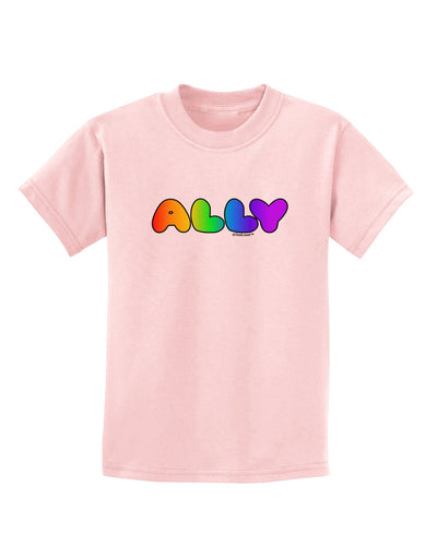 LGBT Ally Rainbow Text Childrens T-Shirt by TooLoud-Childrens T-Shirt-TooLoud-PalePink-X-Small-Davson Sales