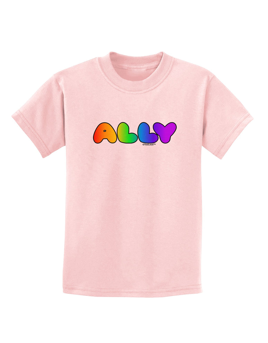 LGBT Ally Rainbow Text Childrens T-Shirt by TooLoud-Childrens T-Shirt-TooLoud-White-X-Small-Davson Sales