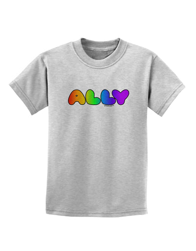 LGBT Ally Rainbow Text Childrens T-Shirt by TooLoud-Childrens T-Shirt-TooLoud-AshGray-X-Small-Davson Sales