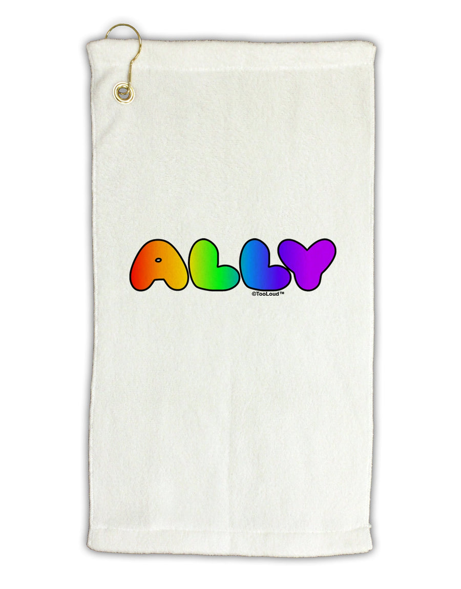 LGBT Ally Rainbow Text Micro Terry Gromet Golf Towel 16 x 25 inch by TooLoud-Golf Towel-TooLoud-White-Davson Sales