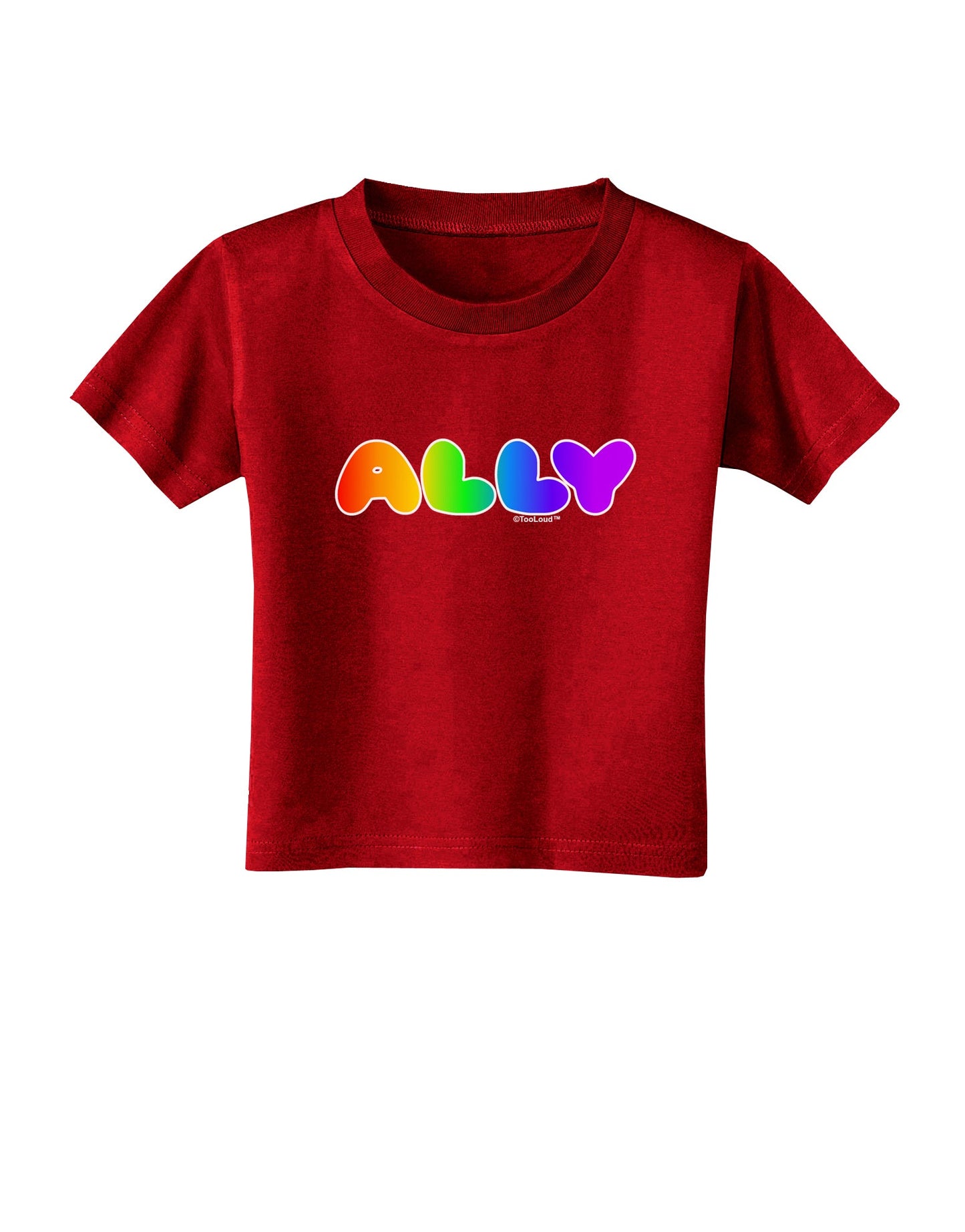 LGBT Ally Rainbow Text Toddler T-Shirt Dark by TooLoud-Toddler T-Shirt-TooLoud-Red-2T-Davson Sales