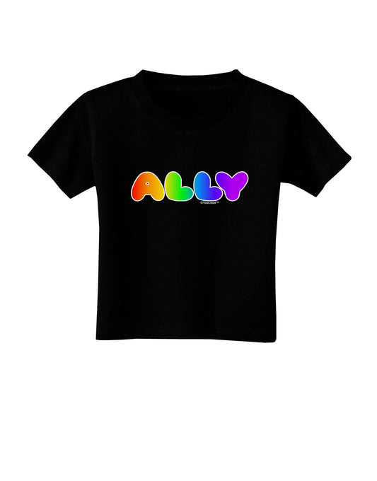 LGBT Ally Rainbow Text Toddler T-Shirt Dark by TooLoud-Toddler T-Shirt-TooLoud-Black-2T-Davson Sales
