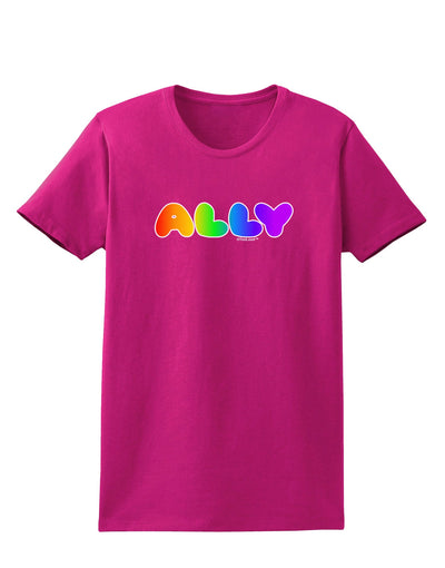 LGBT Ally Rainbow Text Womens Dark T-Shirt by TooLoud-Womens T-Shirt-TooLoud-Hot-Pink-Small-Davson Sales