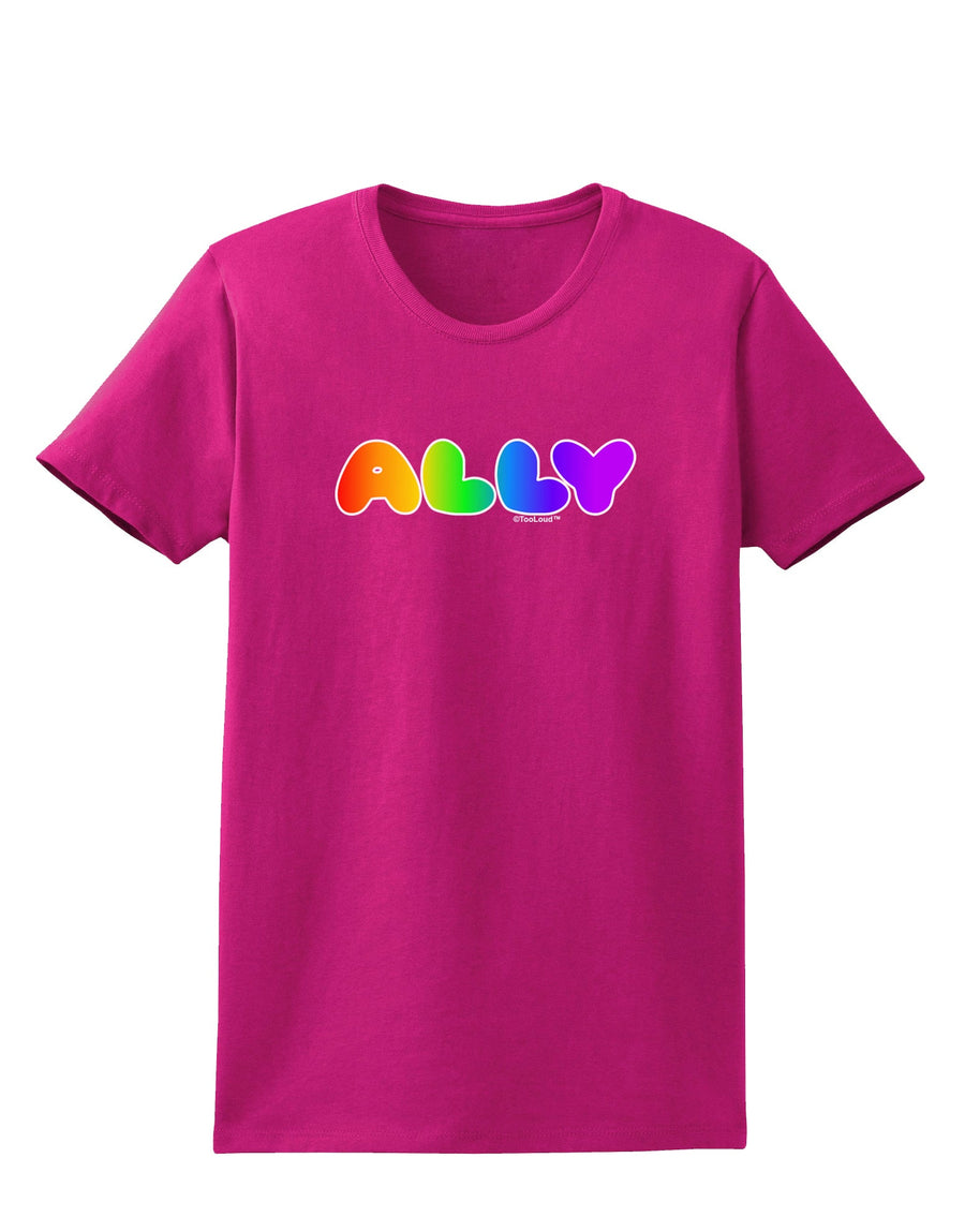 LGBT Ally Rainbow Text Womens Dark T-Shirt by TooLoud-Womens T-Shirt-TooLoud-Black-X-Small-Davson Sales