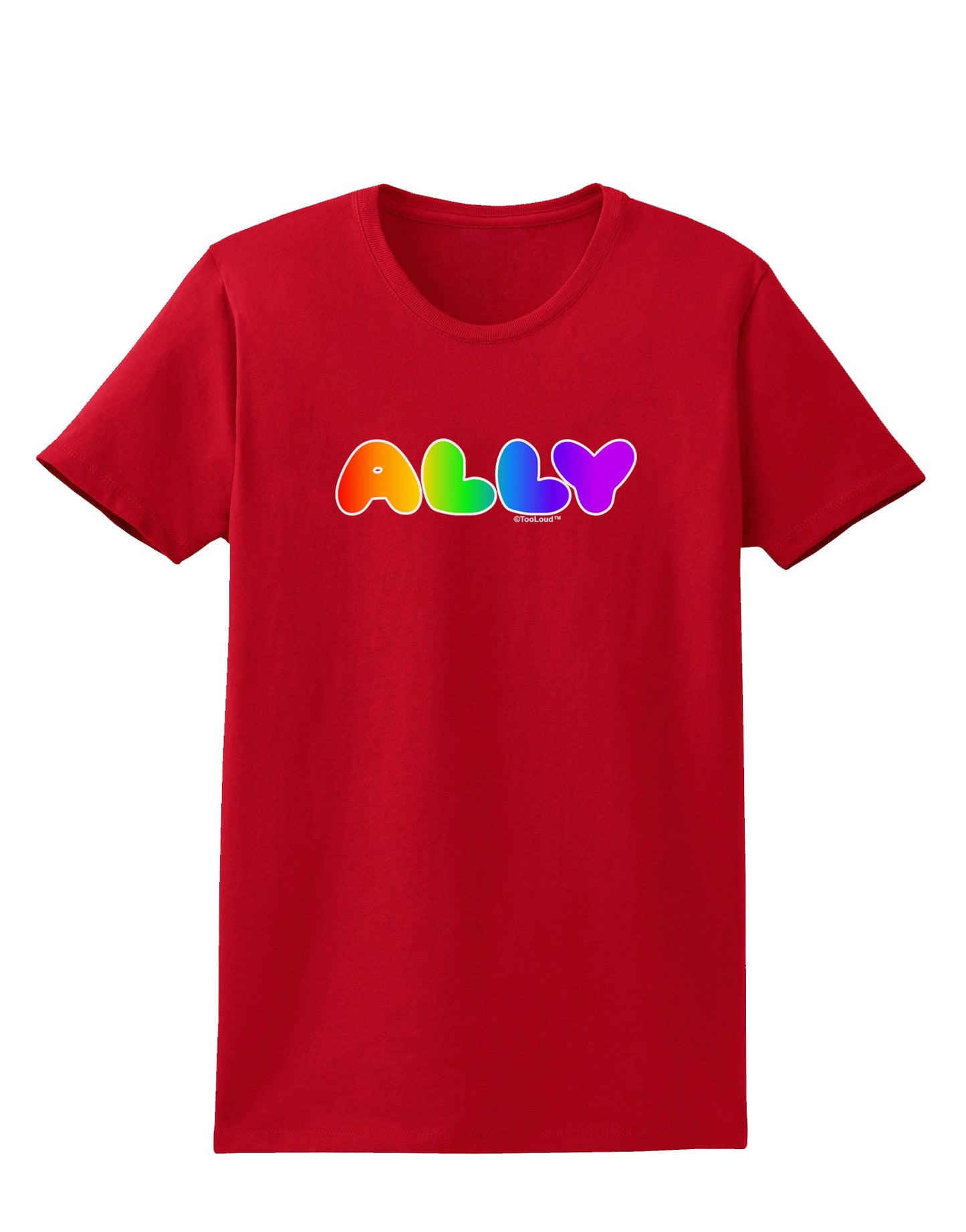 LGBT Ally Rainbow Text Womens Dark T-Shirt by TooLoud-Womens T-Shirt-TooLoud-Red-X-Small-Davson Sales