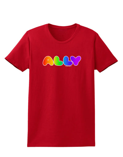 LGBT Ally Rainbow Text Womens Dark T-Shirt by TooLoud-Womens T-Shirt-TooLoud-Red-X-Small-Davson Sales