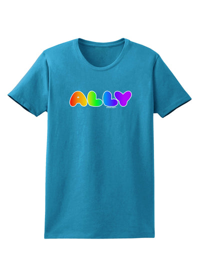 LGBT Ally Rainbow Text Womens Dark T-Shirt by TooLoud-Womens T-Shirt-TooLoud-Turquoise-X-Small-Davson Sales