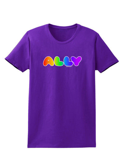 LGBT Ally Rainbow Text Womens Dark T-Shirt by TooLoud-Womens T-Shirt-TooLoud-Purple-X-Small-Davson Sales