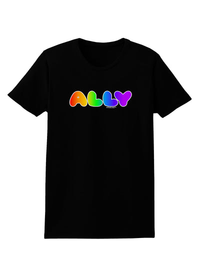 LGBT Ally Rainbow Text Womens Dark T-Shirt by TooLoud-Womens T-Shirt-TooLoud-Black-X-Small-Davson Sales