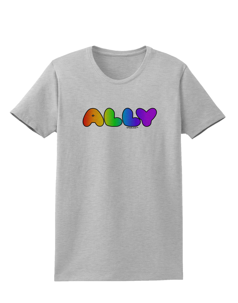 LGBT Ally Rainbow Text Womens T-Shirt by TooLoud-Womens T-Shirt-TooLoud-White-X-Small-Davson Sales