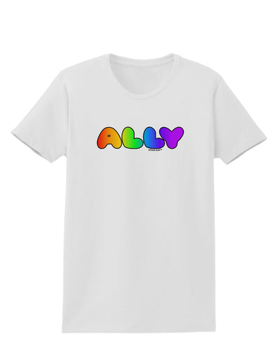 LGBT Ally Rainbow Text Womens T-Shirt by TooLoud-Womens T-Shirt-TooLoud-White-X-Small-Davson Sales