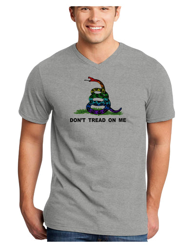 LGBT Freedom Rainbow Don't Tread on Me Adult V-Neck T-shirt-Mens V-Neck T-Shirt-TooLoud-HeatherGray-Small-Davson Sales