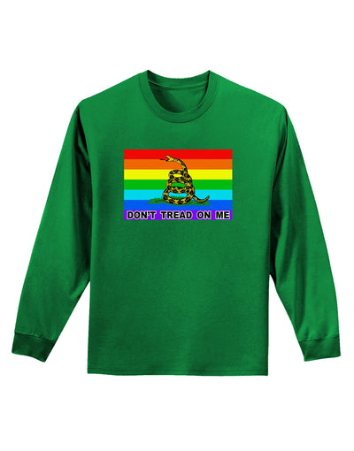 LGBT Rainbow Gadsden Flag Freedom Adult Long Sleeve Dark T-Shirt-TooLoud-Kelly-Green-Small-Davson Sales