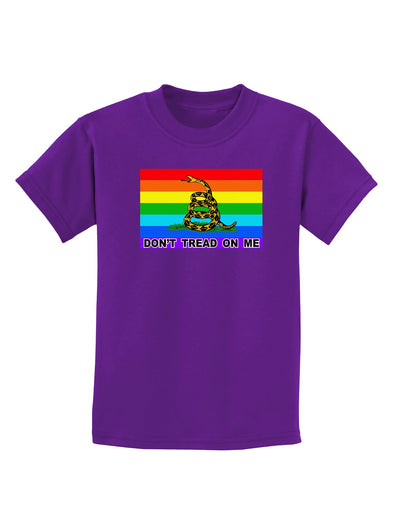 LGBT Rainbow Gadsden Flag Freedom Childrens Dark T-Shirt-Childrens T-Shirt-TooLoud-Purple-X-Small-Davson Sales