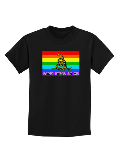 LGBT Rainbow Gadsden Flag Freedom Childrens Dark T-Shirt-Childrens T-Shirt-TooLoud-Black-X-Small-Davson Sales