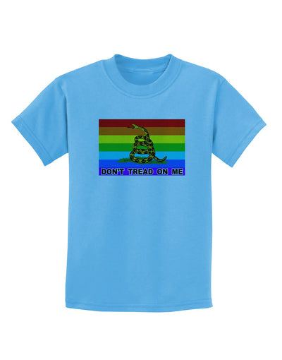 LGBT Rainbow Gadsden Flag Freedom Childrens T-Shirt-Childrens T-Shirt-TooLoud-Aquatic-Blue-X-Small-Davson Sales