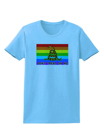 LGBT Rainbow Gadsden Flag Freedom Womens T-Shirt-Womens T-Shirt-TooLoud-Aquatic-Blue-X-Small-Davson Sales