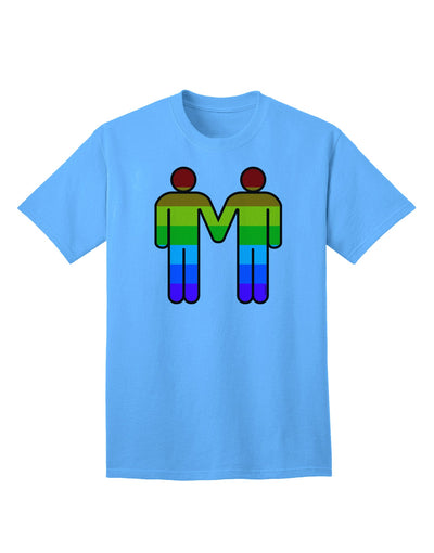 LGBTQ+ Pride Men's Adult T-Shirt featuring Rainbow Hand-Holding Design-Mens T-shirts-TooLoud-Aquatic-Blue-Small-Davson Sales