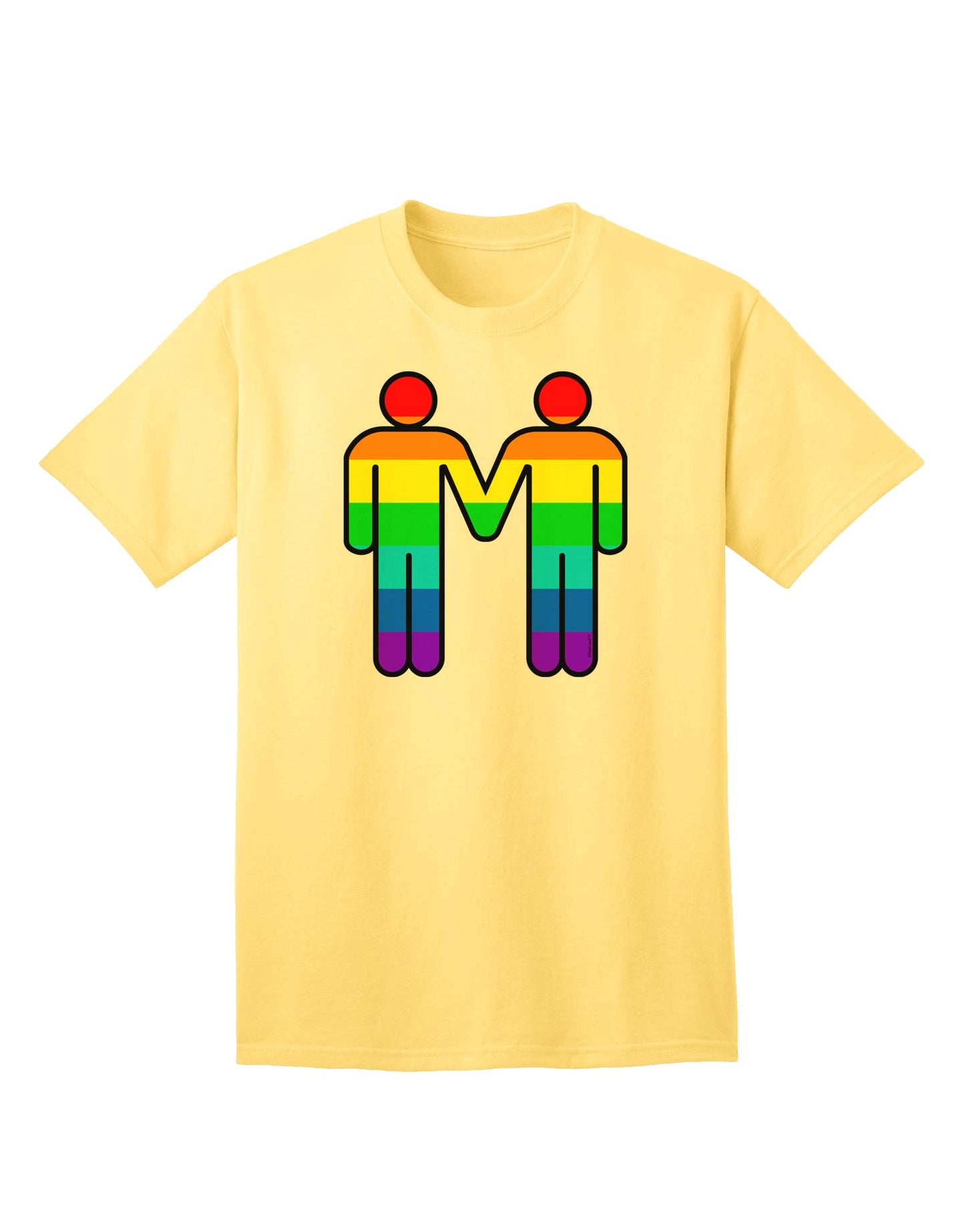 LGBTQ+ Pride Men's Adult T-Shirt featuring Rainbow Hand-Holding Design-Mens T-shirts-TooLoud-Yellow-Small-Davson Sales