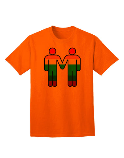 LGBTQ+ Pride Men's Adult T-Shirt featuring Rainbow Hand-Holding Design-Mens T-shirts-TooLoud-Orange-Small-Davson Sales