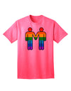 LGBTQ+ Pride Men's Adult T-Shirt featuring Rainbow Hand-Holding Design-Mens T-shirts-TooLoud-Neon-Pink-Small-Davson Sales