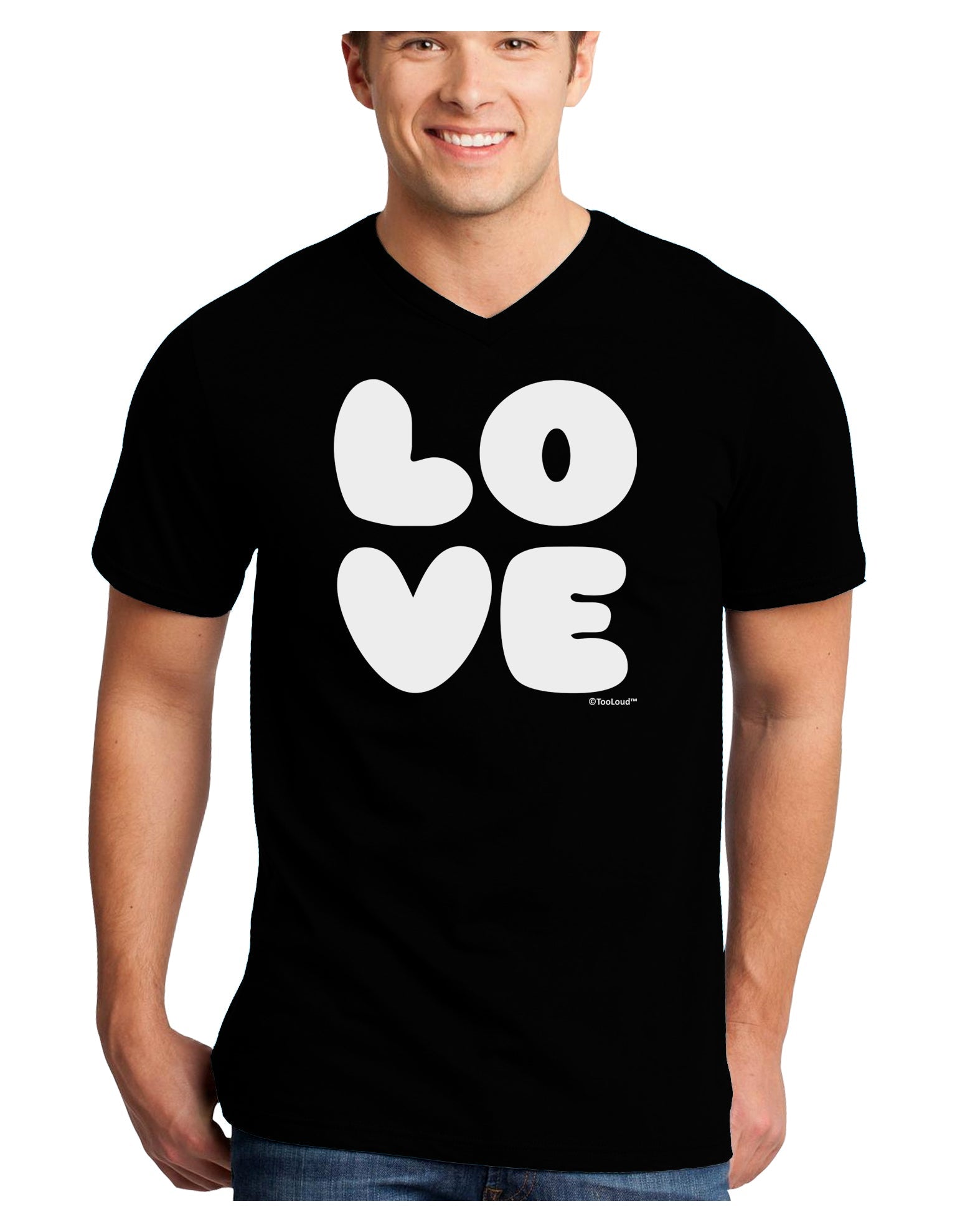 LOVE Text Adult Dark V-Neck T-Shirt by TooLoud-Mens V-Neck T-Shirt-TooLoud-Black-Small-Davson Sales