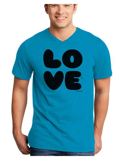 LOVE Text Adult V-Neck T-shirt by TooLoud-Mens V-Neck T-Shirt-TooLoud-Turquoise-Small-Davson Sales