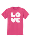 LOVE Text Childrens Dark T-Shirt by TooLoud-Childrens T-Shirt-TooLoud-Sangria-X-Small-Davson Sales