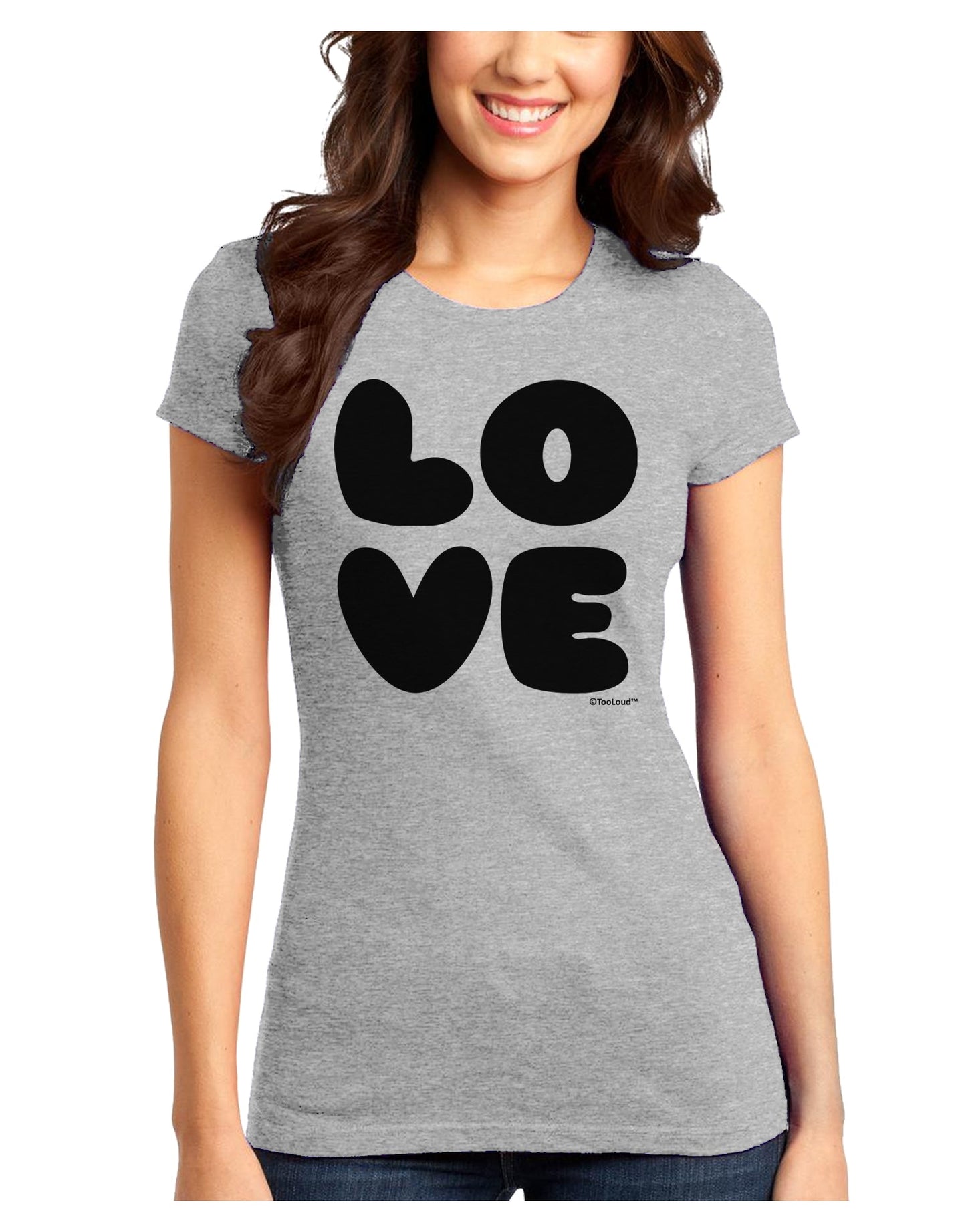 LOVE Text Juniors T-Shirt by TooLoud-Womens Juniors T-Shirt-TooLoud-Ash-Gray-Juniors Fitted X-Small-Davson Sales