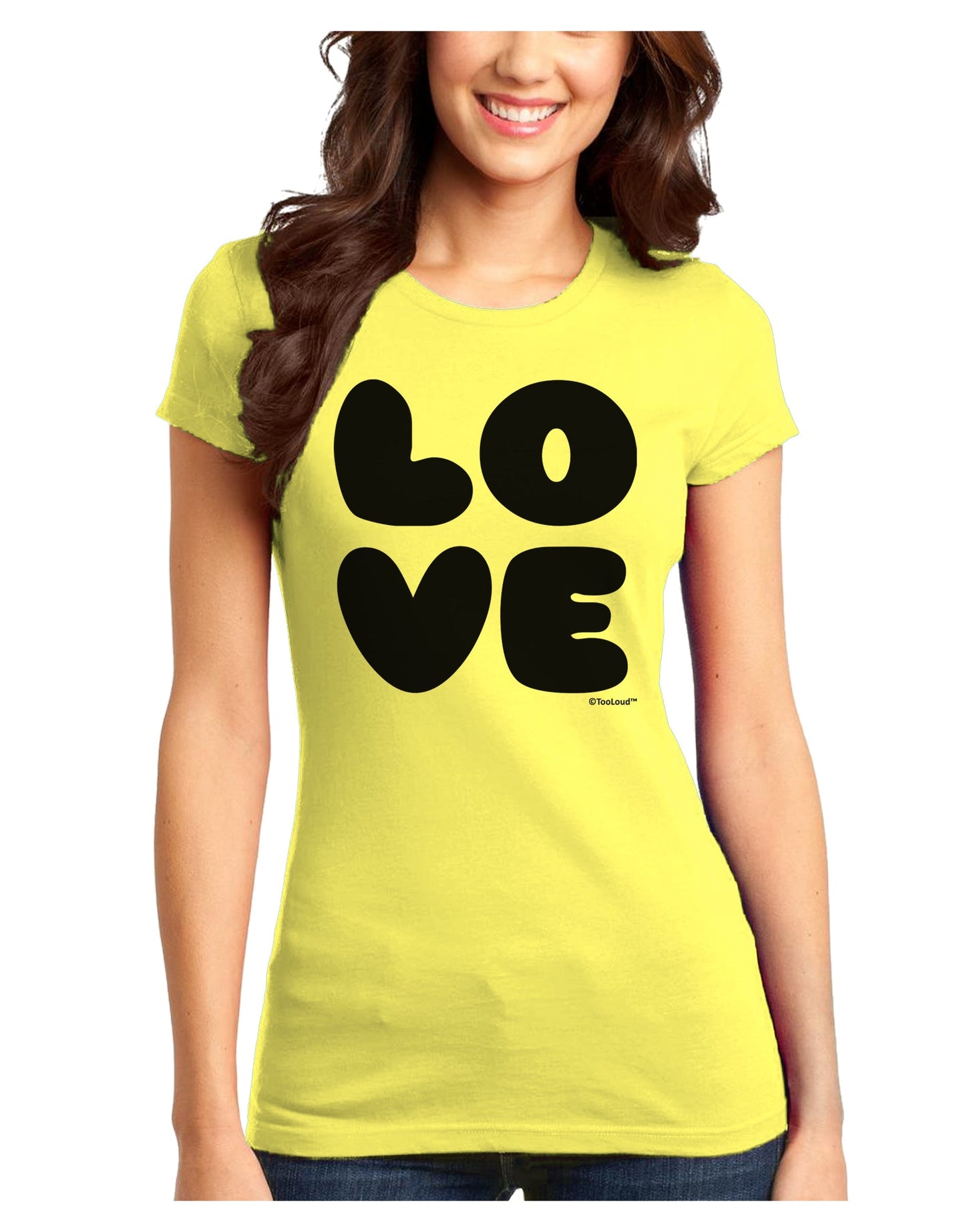 LOVE Text Juniors T-Shirt by TooLoud-Womens Juniors T-Shirt-TooLoud-Yellow-Juniors Fitted X-Small-Davson Sales