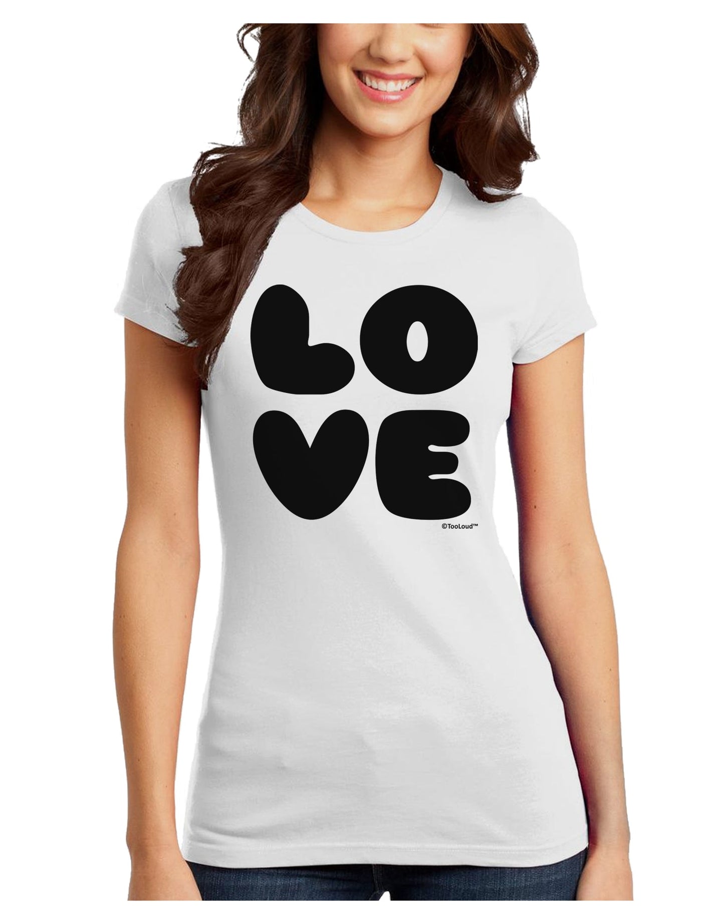LOVE Text Juniors T-Shirt by TooLoud-Womens Juniors T-Shirt-TooLoud-White-Juniors Fitted X-Small-Davson Sales