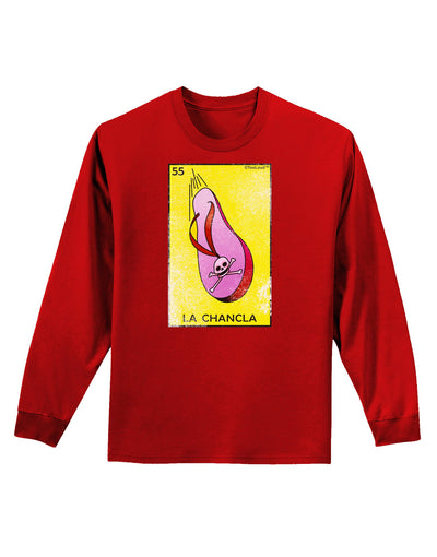 La Chancla Loteria Distressed Adult Long Sleeve Dark T-Shirt-TooLoud-Red-Small-Davson Sales