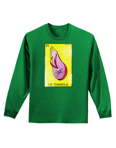 La Chancla Loteria Distressed Adult Long Sleeve Dark T-Shirt-TooLoud-Kelly-Green-Small-Davson Sales