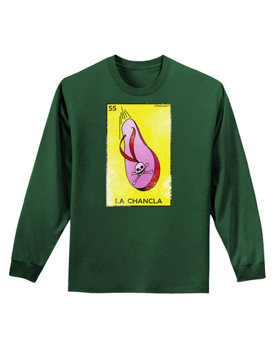 La Chancla Loteria Distressed Adult Long Sleeve Dark T-Shirt-TooLoud-Dark-Green-Small-Davson Sales