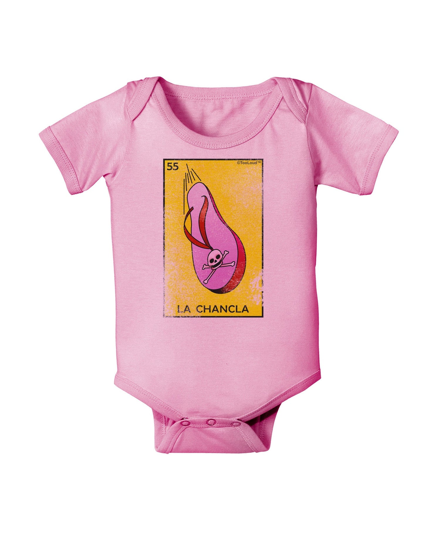 La Chancla Loteria Distressed Baby Romper Bodysuit by-Baby Romper-TooLoud-Pink-06-Months-Davson Sales