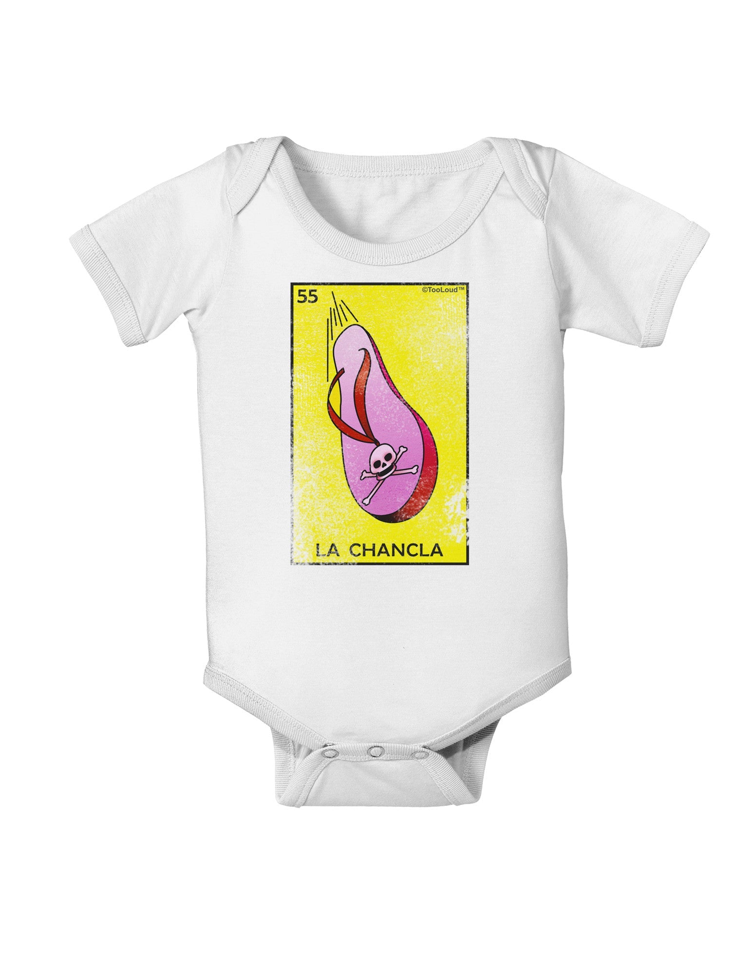 La Chancla Loteria Distressed Baby Romper Bodysuit by-Baby Romper-TooLoud-White-06-Months-Davson Sales