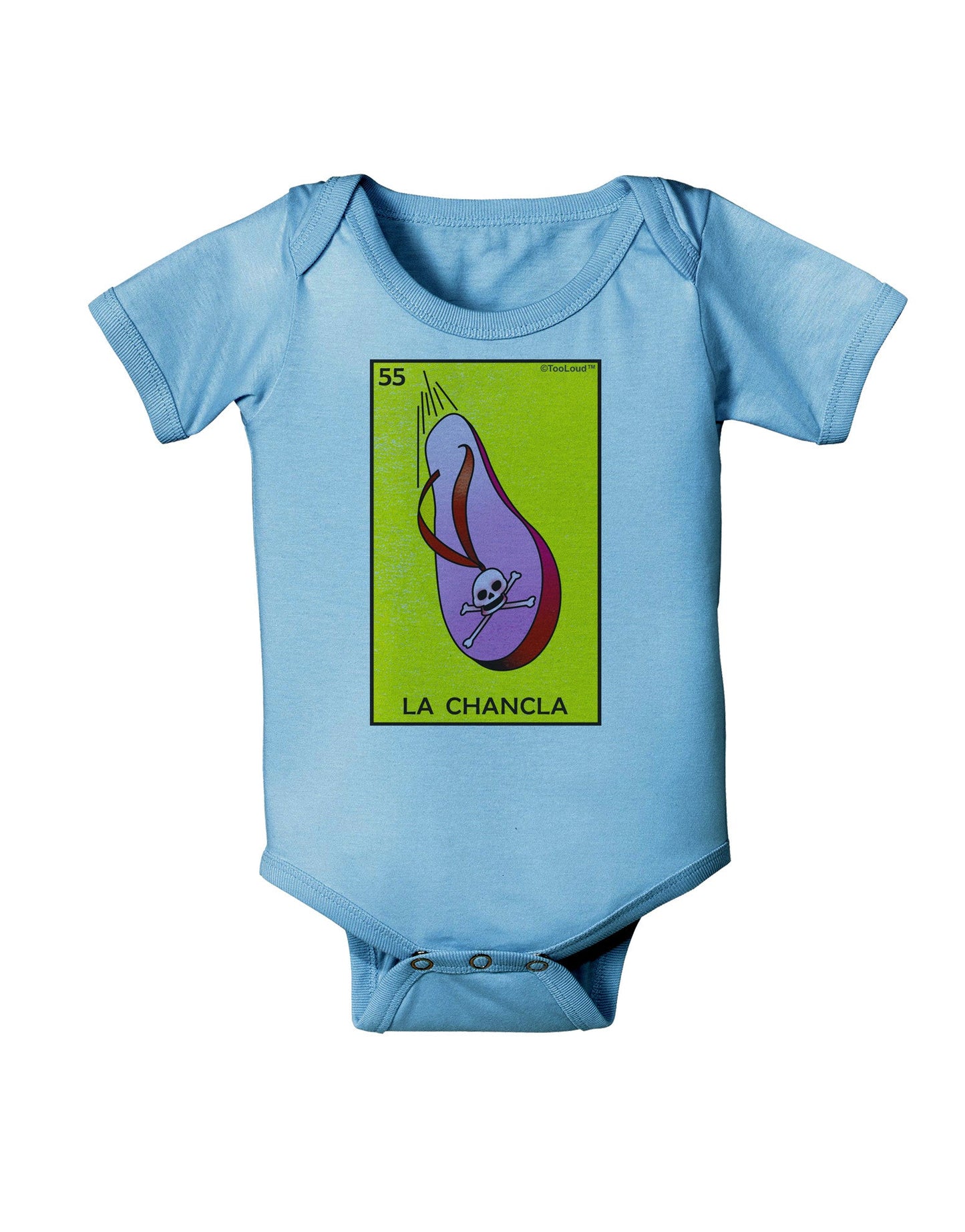 La Chancla Loteria Solid Baby Romper Bodysuit by-Baby Romper-TooLoud-LightBlue-06-Months-Davson Sales