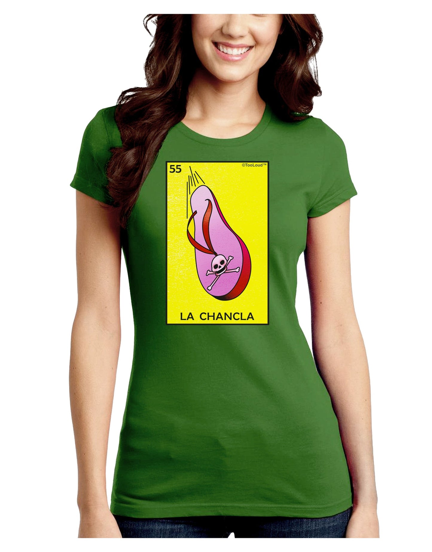 La Chancla Loteria Solid Juniors Petite Crew Dark T-Shirt-T-Shirts Juniors Tops-TooLoud-Kiwi-Green-Juniors Fitted Small-Davson Sales