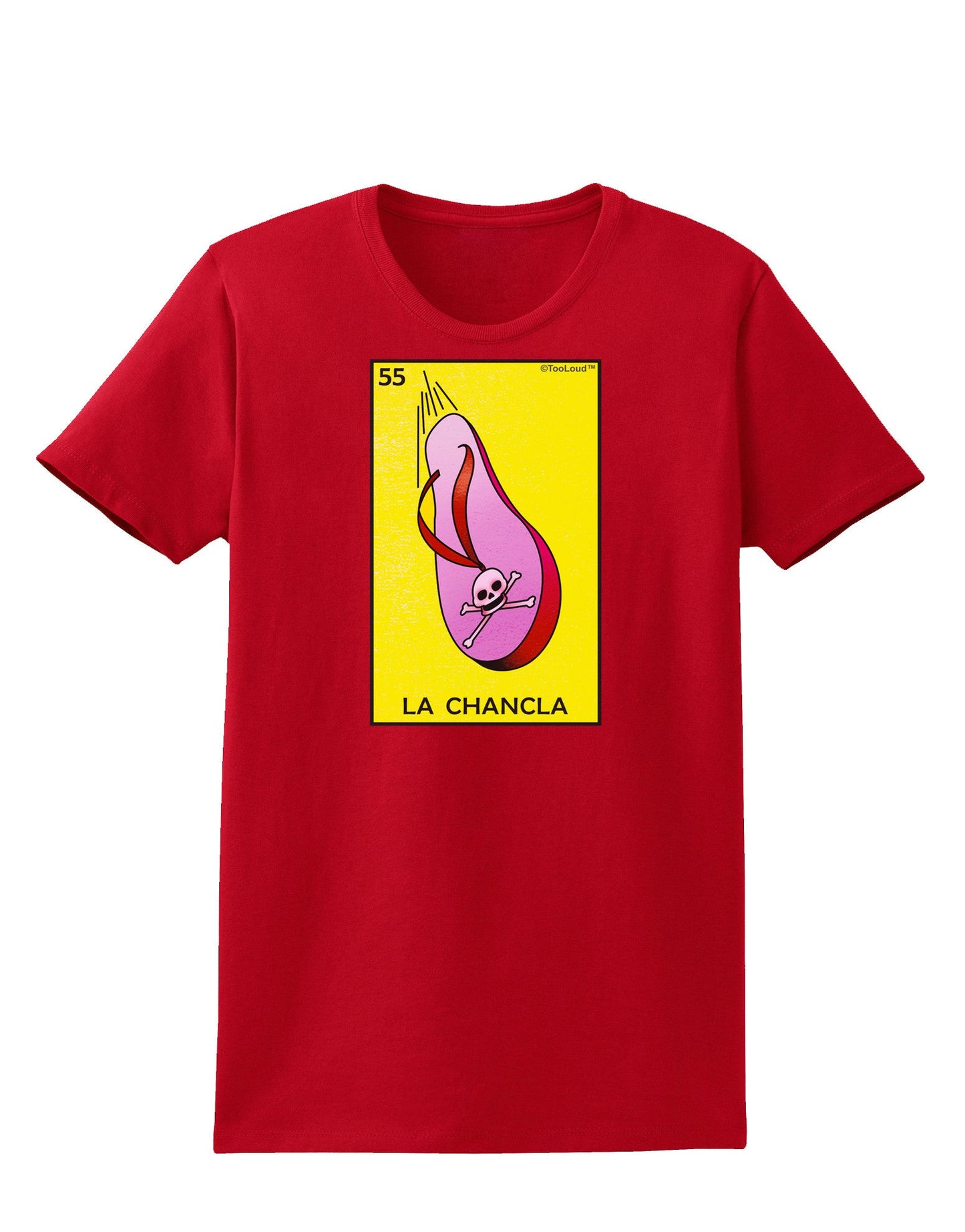 La Chancla Loteria Solid Womens Dark T-Shirt-TooLoud-Red-X-Small-Davson Sales