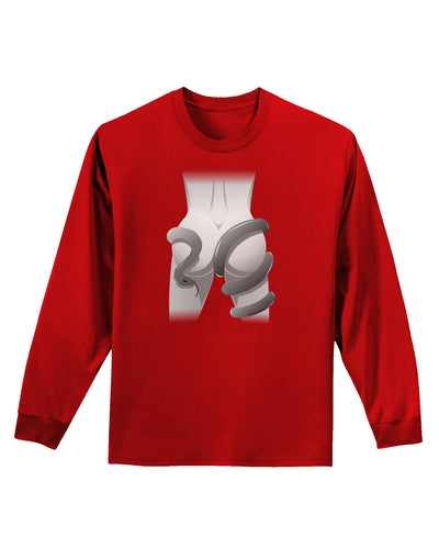 Lady Anaconda Design Grayscale Adult Long Sleeve Dark T-Shirt-TooLoud-Red-Small-Davson Sales