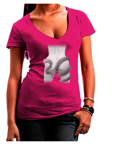 Lady Anaconda Design Grayscale Juniors V-Neck Dark T-Shirt-Womens V-Neck T-Shirts-TooLoud-Hot-Pink-Juniors Fitted Small-Davson Sales