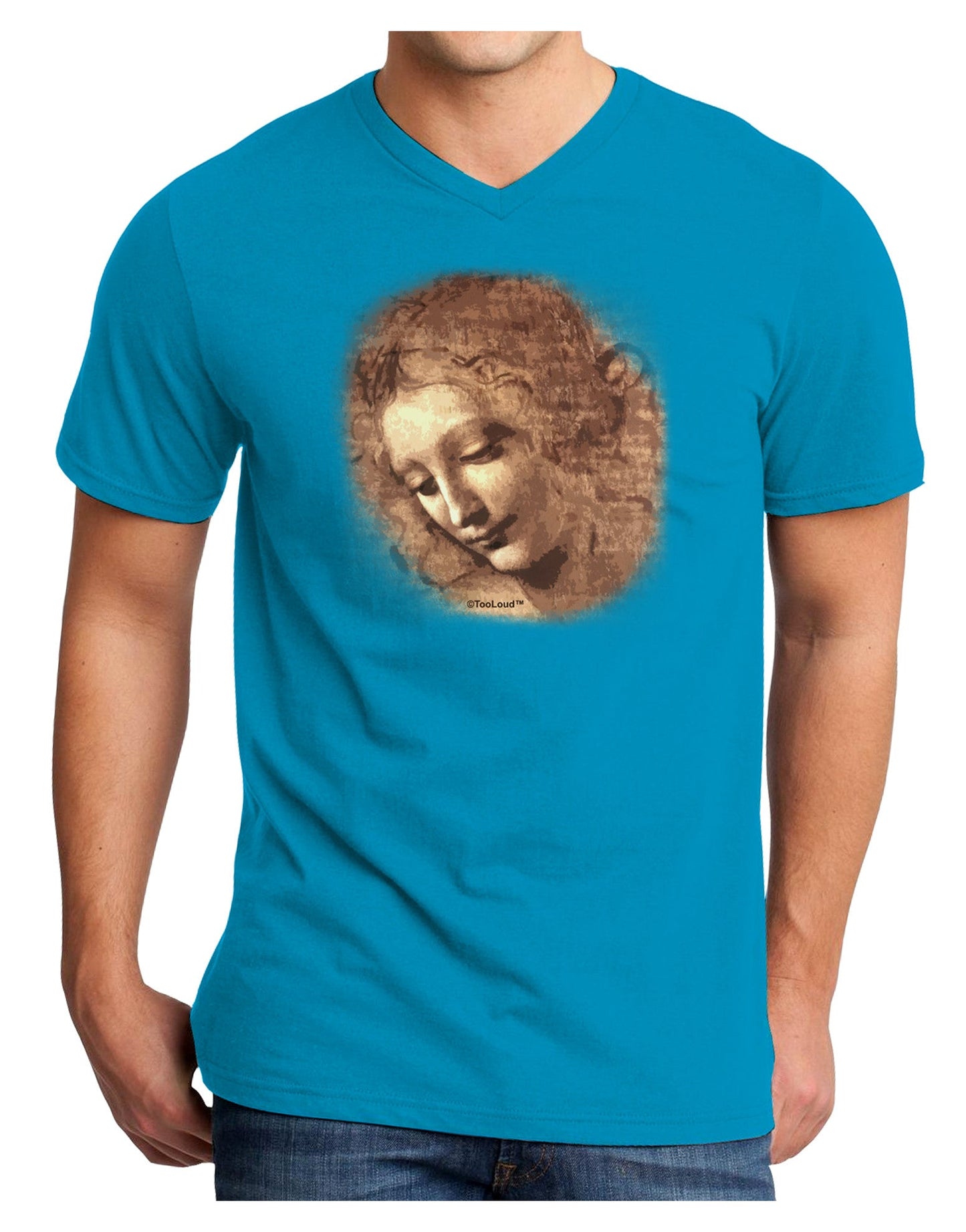 Lady With Disheveled Hair Adult Dark V-Neck T-Shirt-Mens V-Neck T-Shirt-TooLoud-Turquoise-Small-Davson Sales