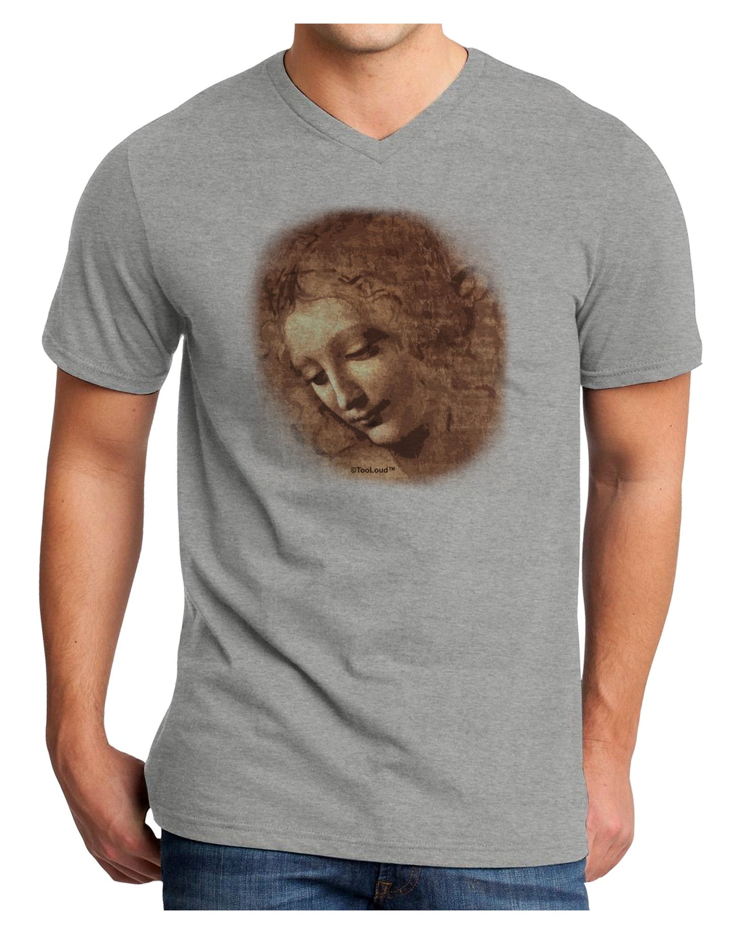Lady With Disheveled Hair Adult V-Neck T-shirt-Mens V-Neck T-Shirt-TooLoud-HeatherGray-Small-Davson Sales