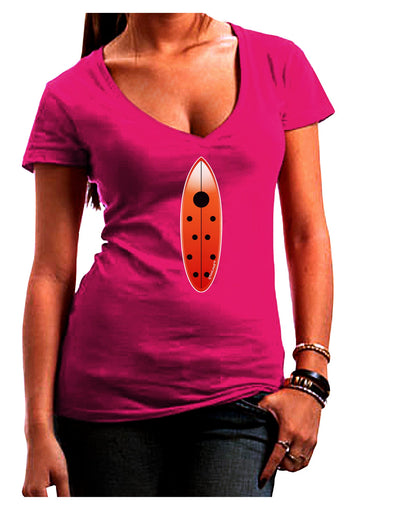 Ladybug Surfboard Juniors V-Neck Dark T-Shirt by TooLoud-Womens V-Neck T-Shirts-TooLoud-Hot-Pink-Juniors Fitted Small-Davson Sales