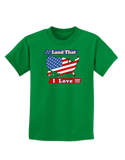 Land That I Love USA Childrens Dark T-Shirt-Childrens T-Shirt-TooLoud-Kelly-Green-X-Small-Davson Sales