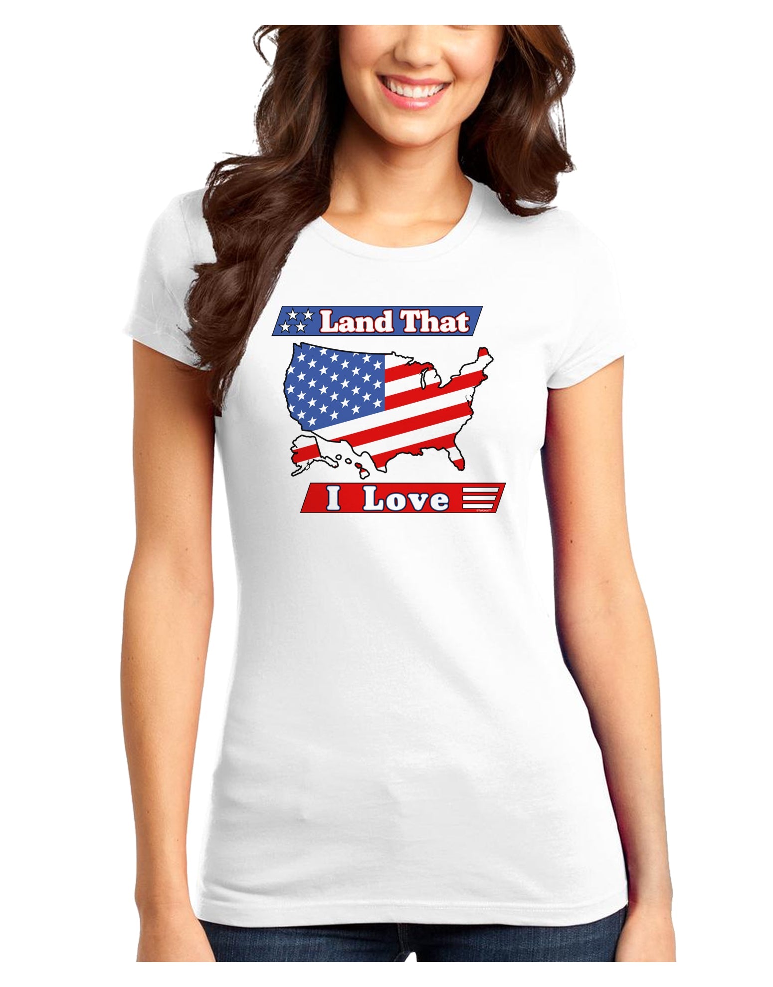 Land That I Love USA Juniors T-Shirt-Womens Juniors T-Shirt-TooLoud-White-Juniors Fitted XS-Davson Sales